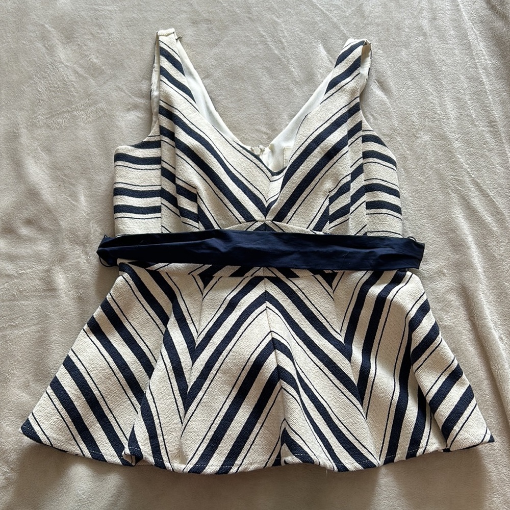Anthropologie Maeve Nautical Peplum Top - 6 - Picture 3 of 7